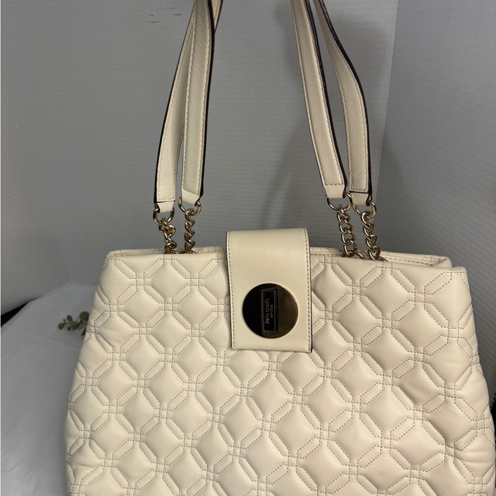 Kate Spade light  Cream Quilted Tote Bag